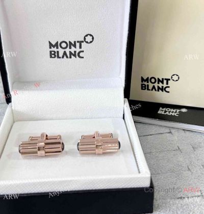 Rose Gold Montblanc Cufflinks Vertical Stripes - Low Price